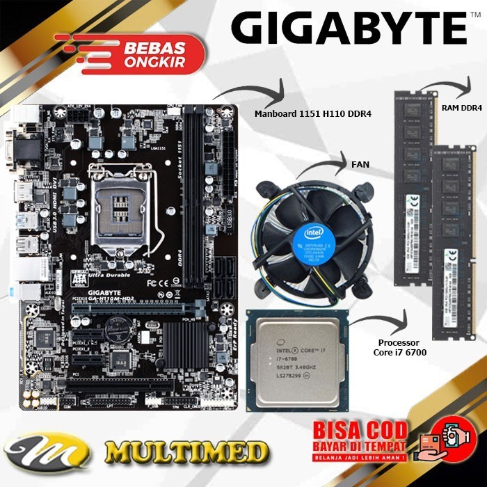 Jual Paket Mainboard Mobo Lga H Ddr Core I Fan Ram