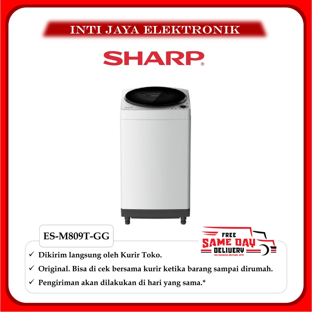 Jual MESIN CUCI SHARP 8KG TOP LOADING ESM 809 TGG 1 TABUNG 8 KG ES