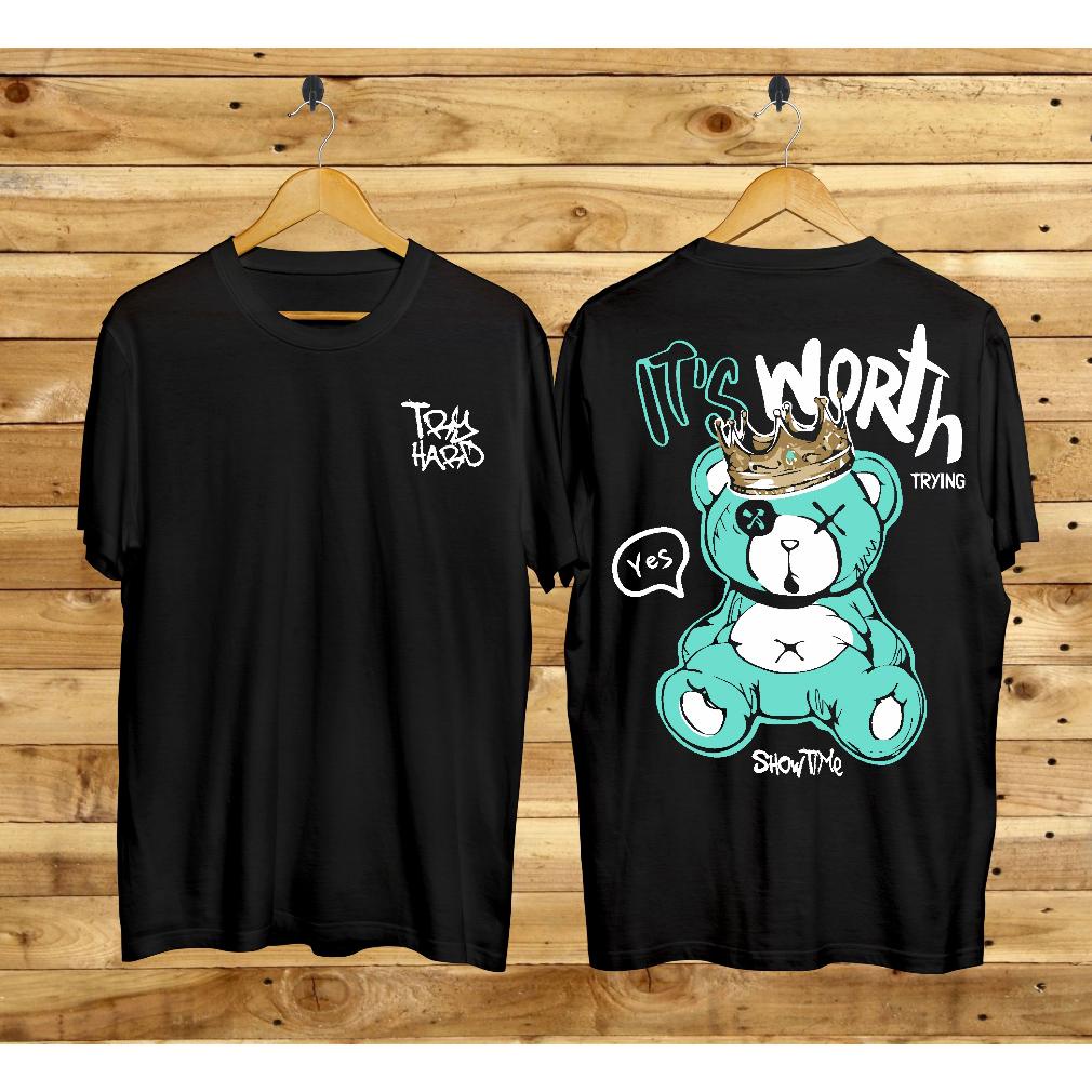 Jual Baju Kaos Tshirt Distro Pria Lengan Pendek Terbaru Motif Bear King