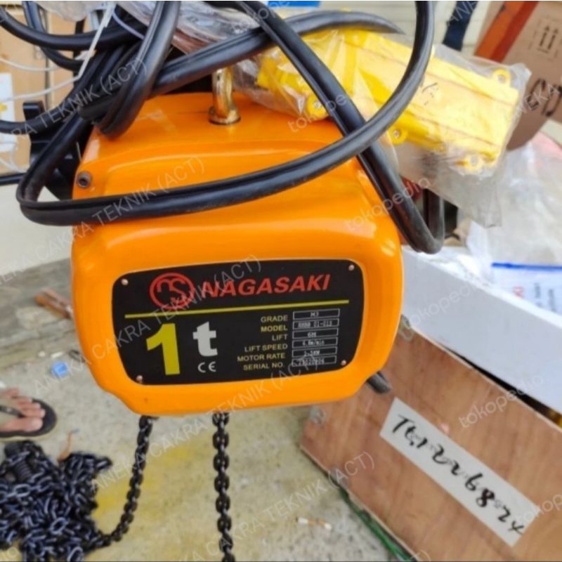 Jual Electric Chain Hoist 1 Ton X 6 Meter 220V Nagasaki Japan Promo