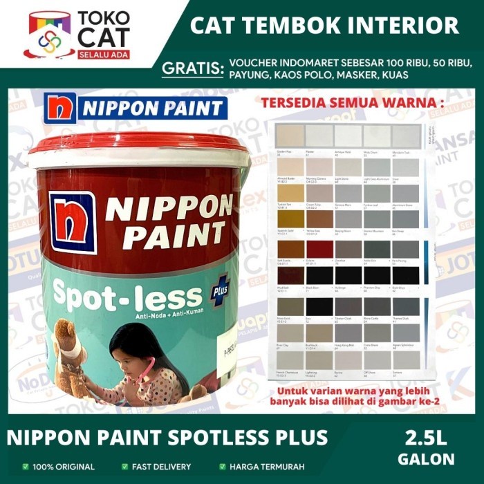 Jual Cat Tembok Dalam Nippon Spotless Plus Cat Anti Noda Tinting Bisa