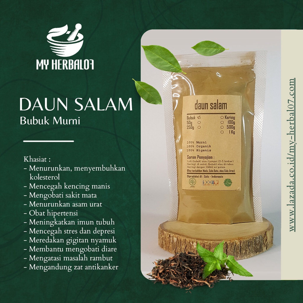 Jual Herbal Kesehatan Daun Salam Bubuk Syzygium Polyanthum 250 Gram