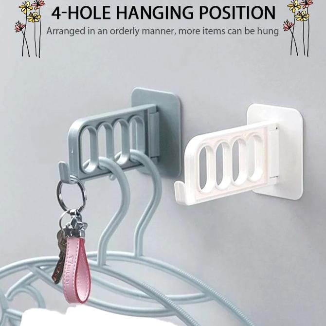 Jual Hole Hanging Gantungan Baju Tempel Lipat Jemuran Hook Dinding