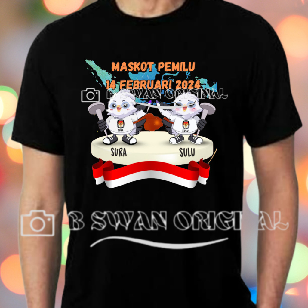 Jual Baju Kaos Outfit Dewasa Pria Wanita Maskot Logo Pemilu Sura Sulu