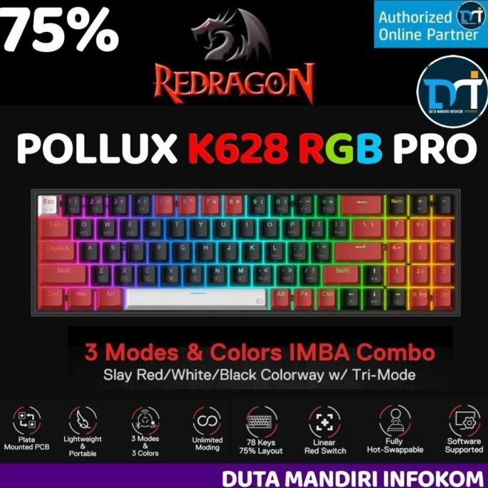 Jual Redragon POLLUX K628 RGB PRO 75 Wireless Mechanical Gaming