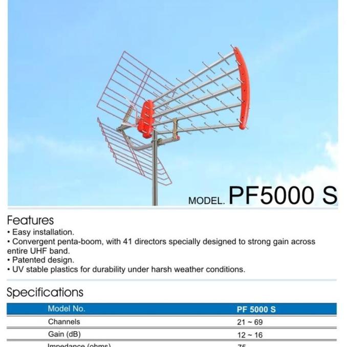 Jual New Antena Antenna Tv Luar Pf Goceng Pf Super High Gain Uhf Pf