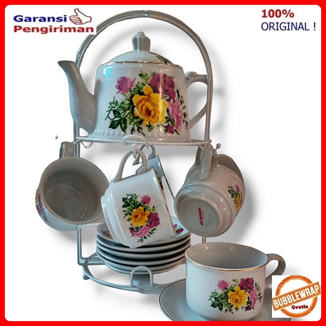 Jual Cangkir Set Teko Kopi Set Tea Set Keramik Plus Rak Gantungan