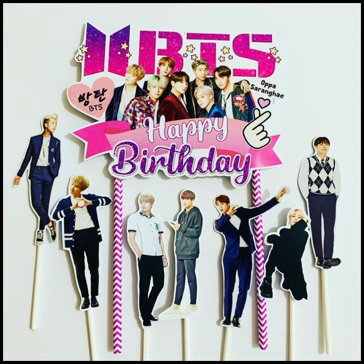 Jual TERMURAH BTS KPOP SARANGEO TOPPER CAKE BIRTHDAY HIASAN KUE ULANG