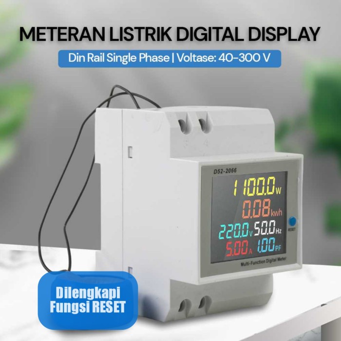 Jual Promo Din Rail Digital Pengukur Kwh Meter Listrik 1 Phase Reset