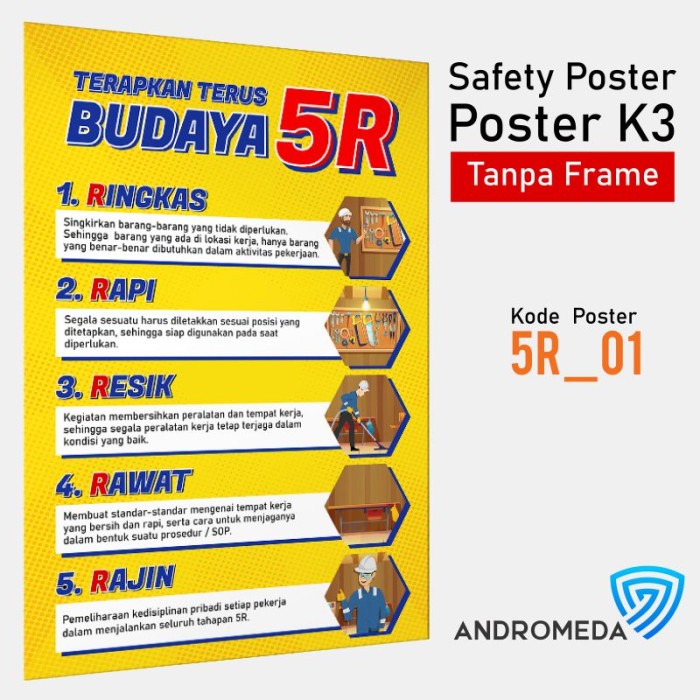 Jual Safety Poster K3 Terapkan Terus Budaya 5R 60X80 Cm Shopee