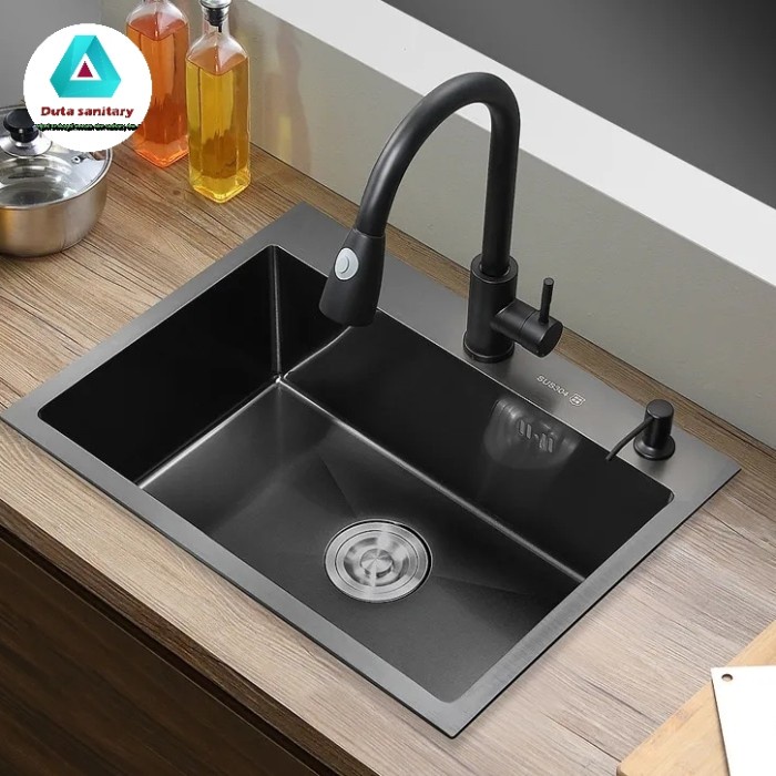 Jual Paket Lengkap Kitchen Sink Stainless Golden Hand Black Kran