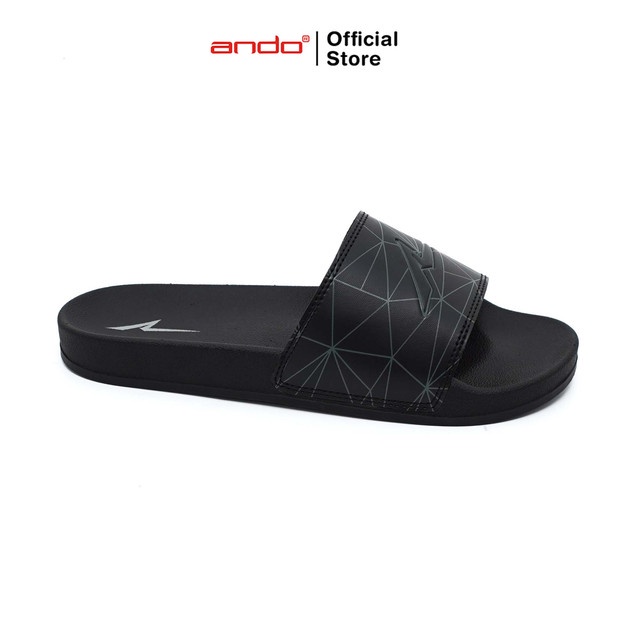 Jual Ando Official Sandal Selop Slip On Grezz Pria Dewasa Hitam Abu