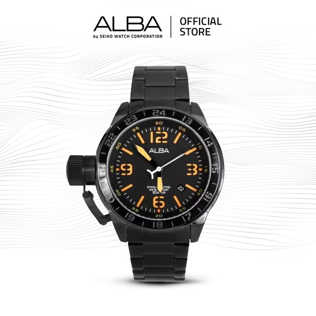 Jual ALBA Jam Tangan Pria AXHK21 Quartz Stainless Steel Hitam Watch