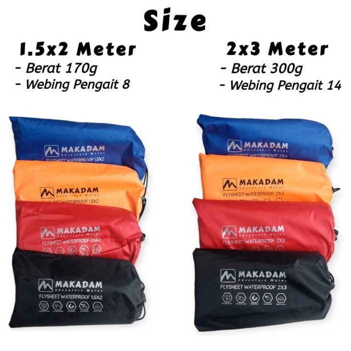 Jual Flysheet Makadam Waterproof 1 5x2 2x3 3x3 3x4 4x6 Flysheet Tenda