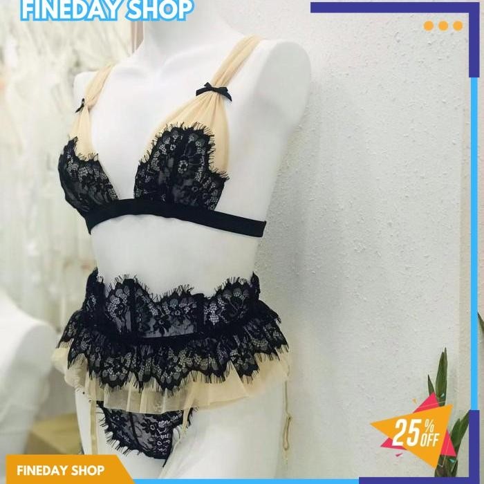 Jual SEXY LINGERIE SET MENAWAN BRA G STRING TRANSPARAN RENDA LINGERIE