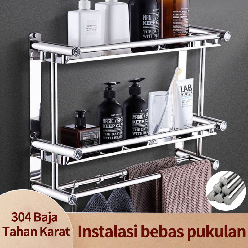 Jual Rak Kamar Mandi Rak Dinding Kamar Mandi Stainless Minimalis Rak