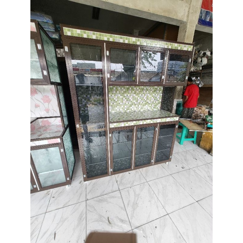 Jual Rak Piring 4 Pintu Spanyol Rata Lemari Rak Piring Full Alumunium