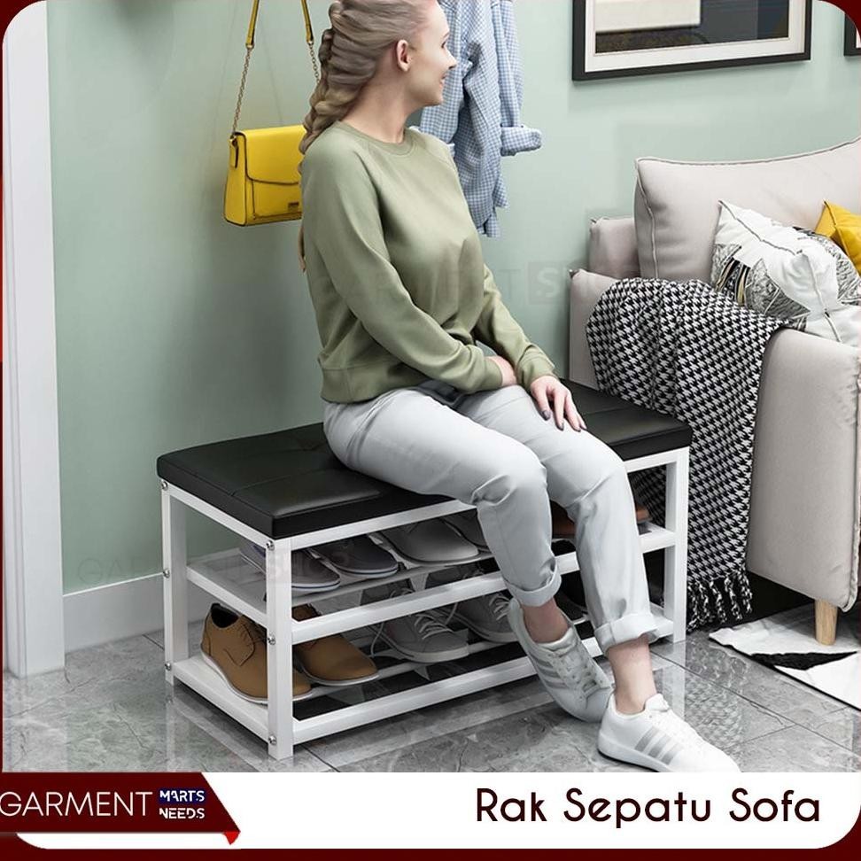 Jual PL30 Rak Sepatu Duduk Sofa Besi Tempat Pakai Sandal Ruang Tamu