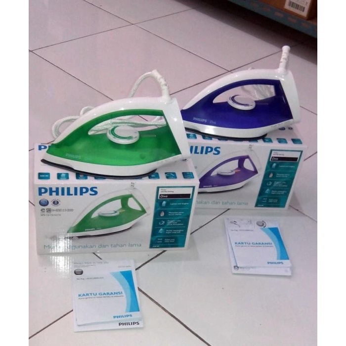 Jual PHILIPS GC122 SETRIKA DRY IRON DIVA HIJAU UNGU GC 122 GRS RESMI