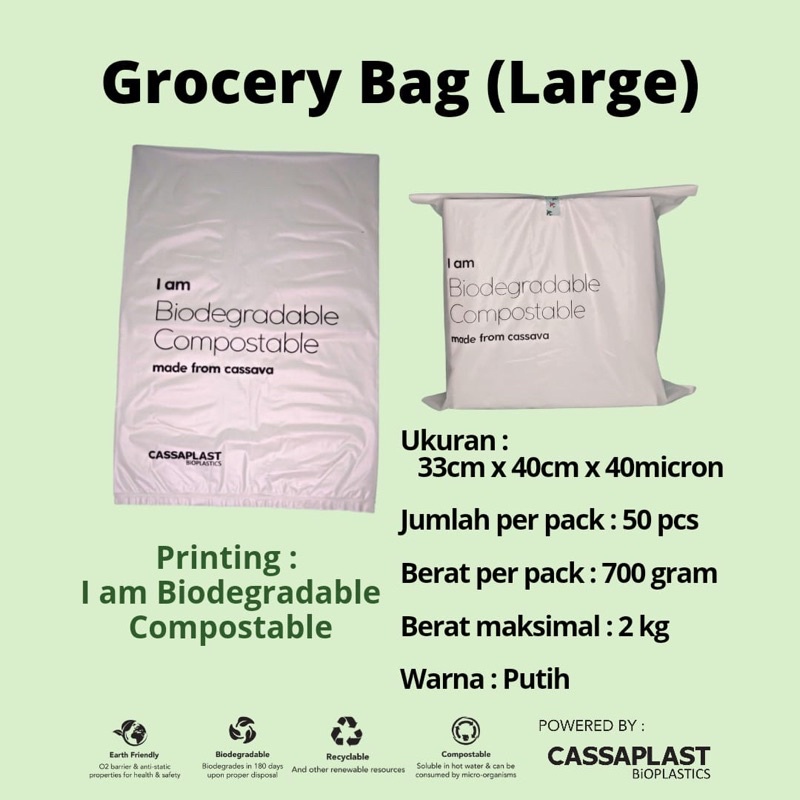 Jual Grocery Large Plastik Paing Eco Friendly Kantong Singkong Printing