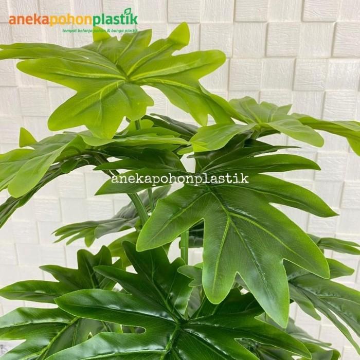 Jual POHON PLASTIK TANAMAN HIAS DAUN A JARI SEMI LATEX POT TULIP PUTIH