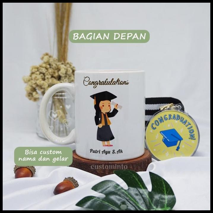 Jual HOT DEAL MUG GELAS CUSTOM KADO WISUDA KARAKTER GIFT GRADUATION