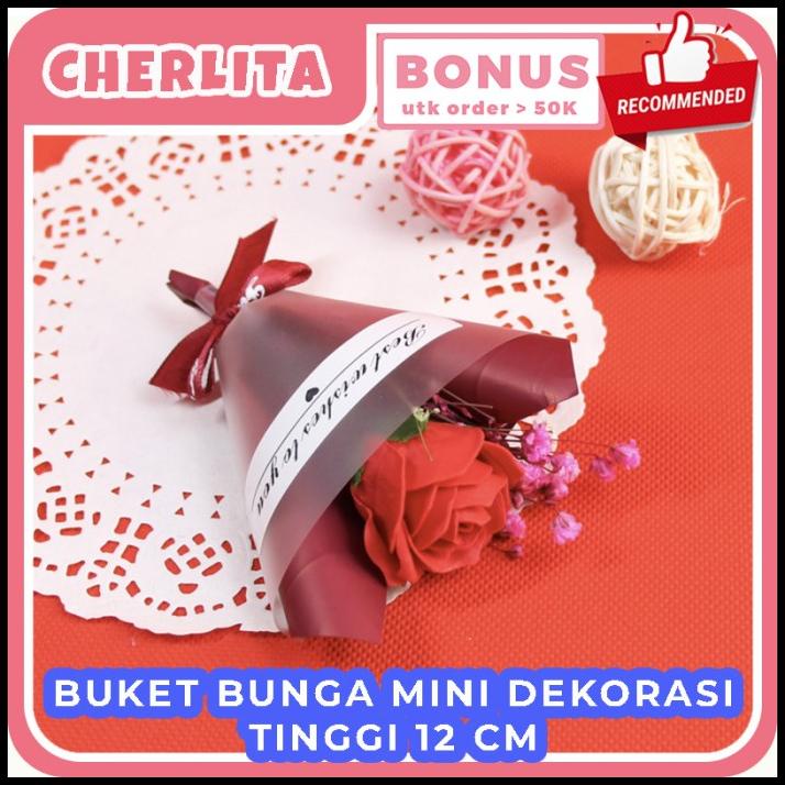 Jual DISKON BUKET BUNGA MAWAR MINI DEKORASI TOPPER CAKE KUE ULANG TAHUN