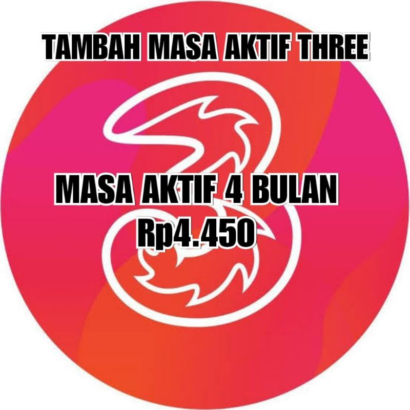 Jual TERMURAH TAMBAH MASA AKTIF THREE TRI 4 BULAN TANPA PULSA