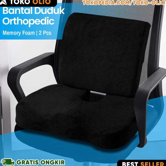 Jual Bantal Alas Duduk Sandaran Kursi Kerja Kantor Memory Foam Ortopedi