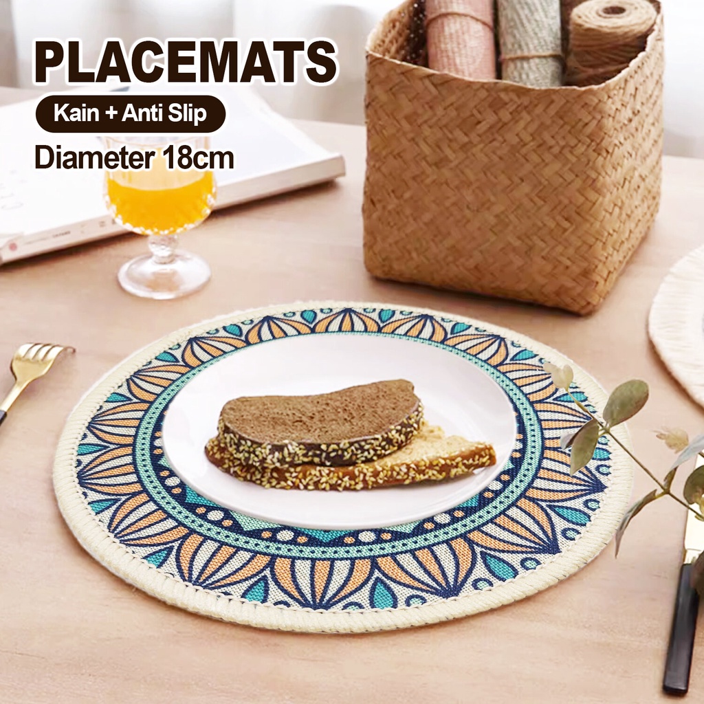 Jual Tatakan Alas Piring Meja Makan Placemats Motif Bundar Tatakan