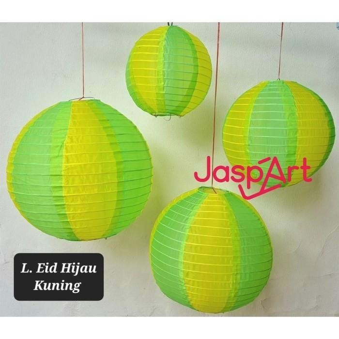 Jual LAMPION KAIN HIJAU KUNING DEKORASI RAMADHAN LEBARAN IDUL FITRI