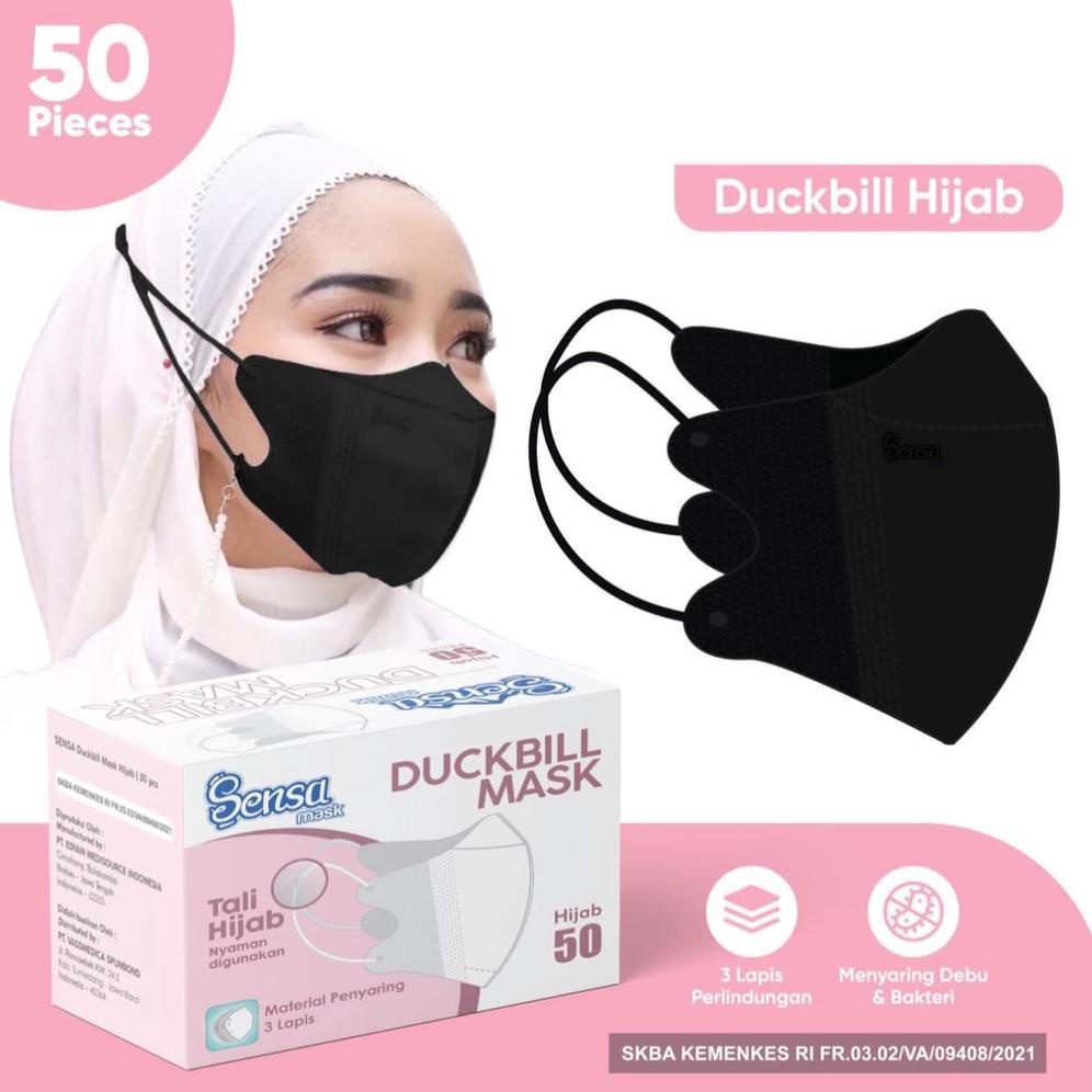 Jual Viral Masker Duckbill Hijab Sensa Ada Embos 1Box Isi 50Pcs