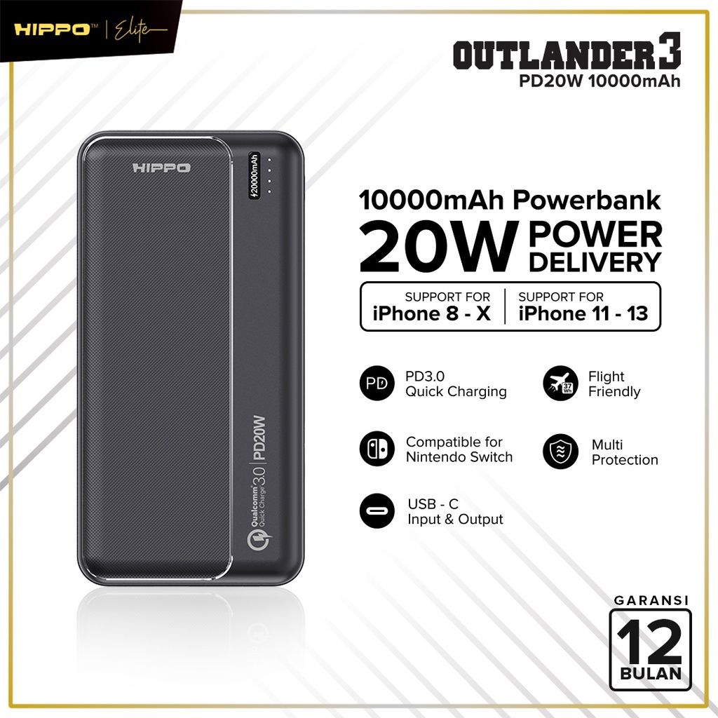 Jual Hippo Powerbank Outlander Pd W Mah Quick Fast Charging