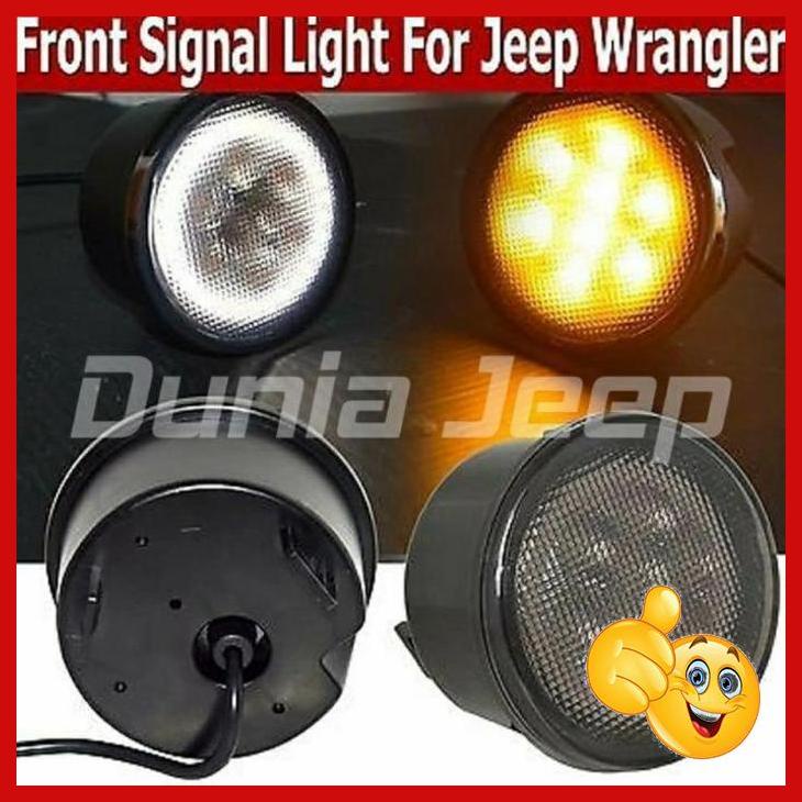 Jual Dnj Lampu Sein Grill Depan Smoked Led Drl Putih Jeep Wrangler