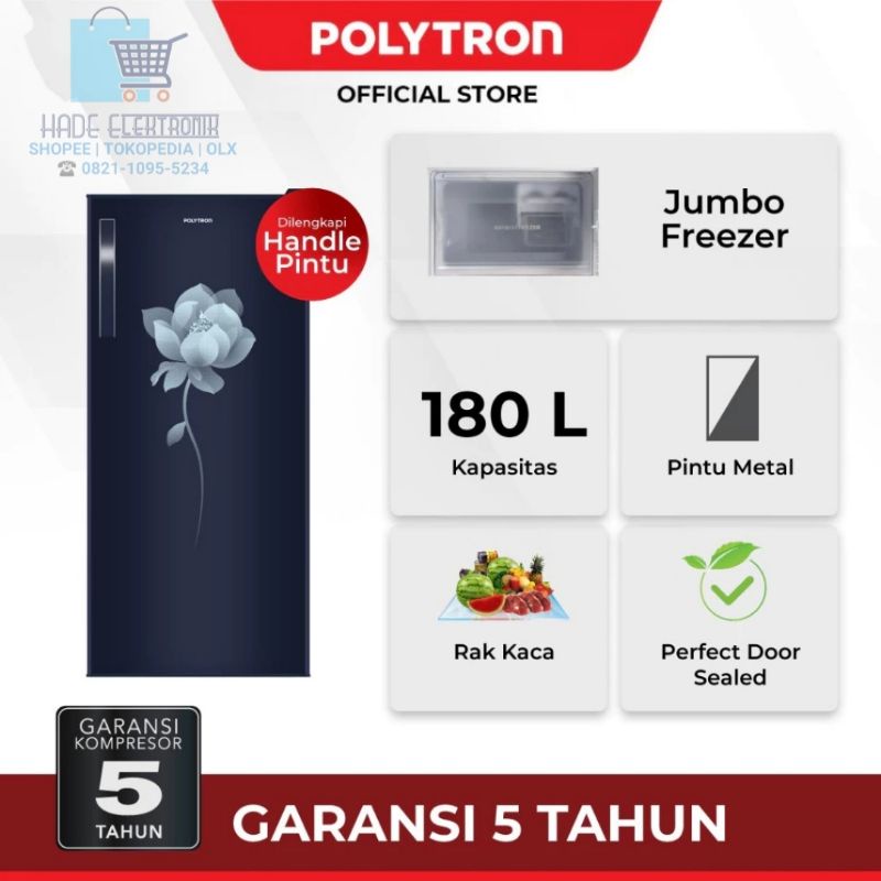 Jual POLYTRON Kulkas 1 Pintu Metallic 180 Liter PRB 186 B R Shopee