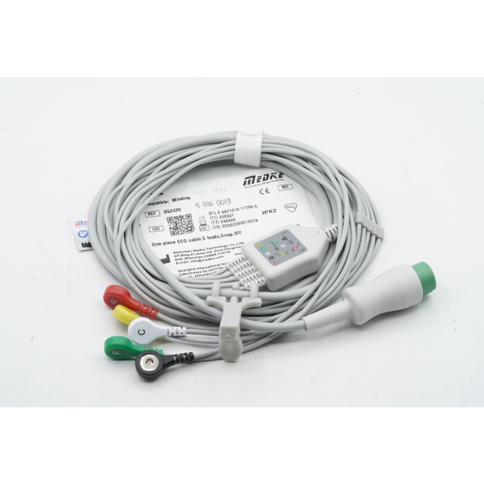 Jual MEDKE Kabel EKG Mindray One Piece ECG Cable 5 Leads Snap IEC 6 Pin