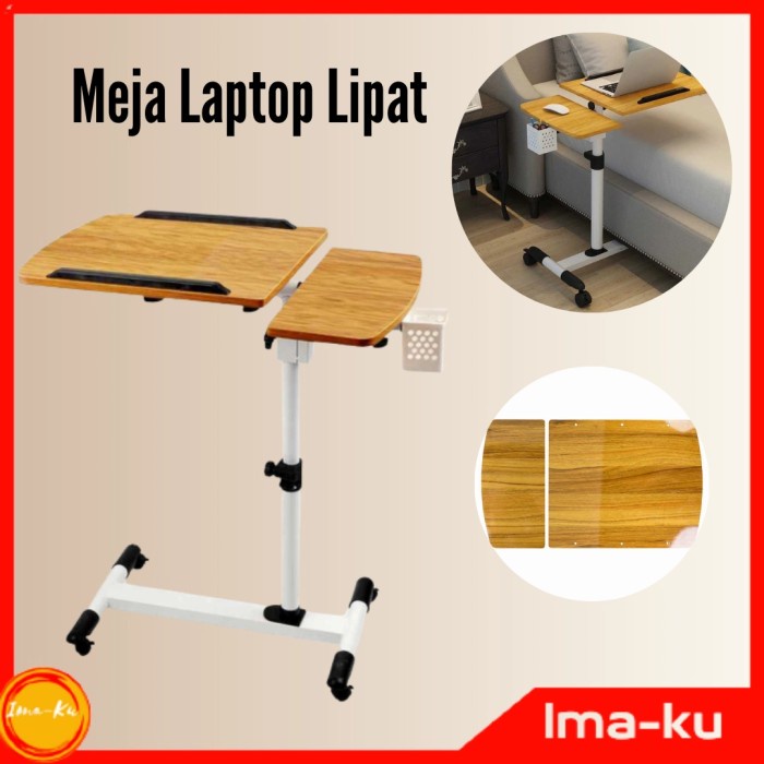 Jual Meja Laptop Roda Lipat Portable Standing Desk Adjustable Belajar