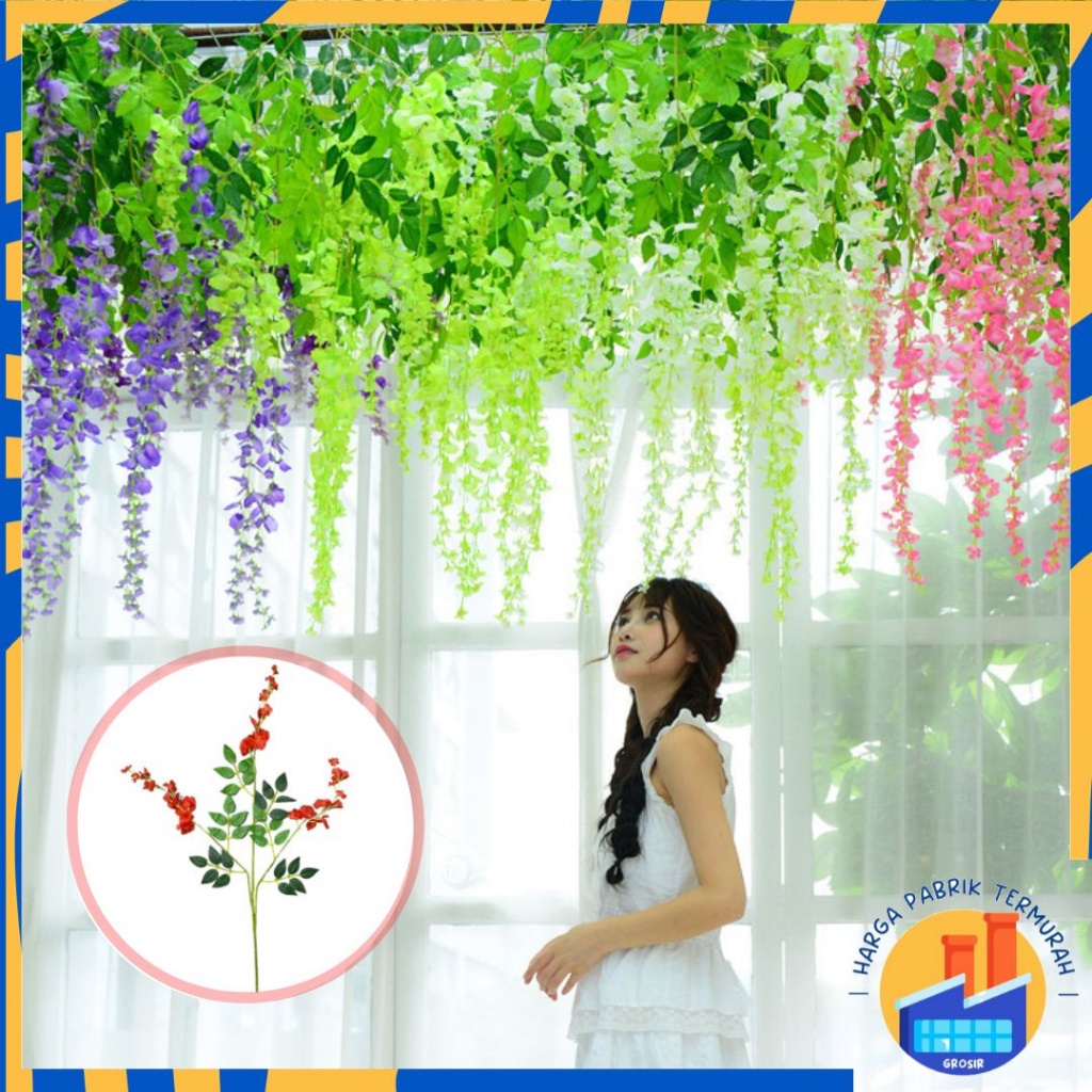 Jual Hpt Daun Wisteria Plastik Artifisial Daun Hias Kode Dekorasi