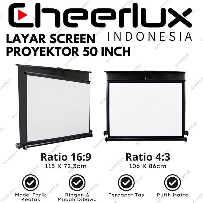 Jual Layar Proyektor Lipat 50 Inch Table Screen Projector 50