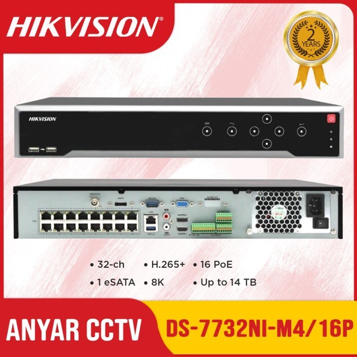 Jual HIKVISION DS 7732NI M4 16P NVR 32CH POE Up 4 Slot HDD Support 8K