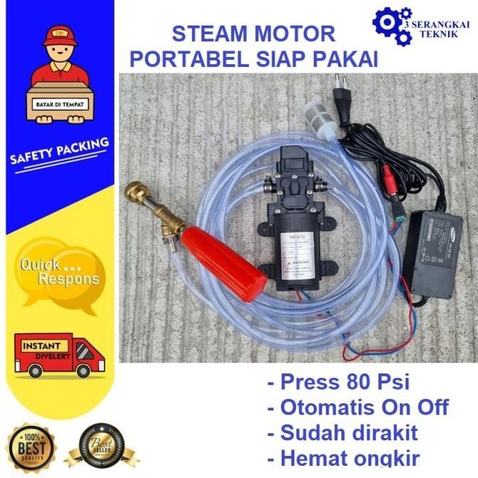 Jual Alat Cuci Motor Mesin Stim Steam Jet Cleaner Pompa Dc 12V Robotech