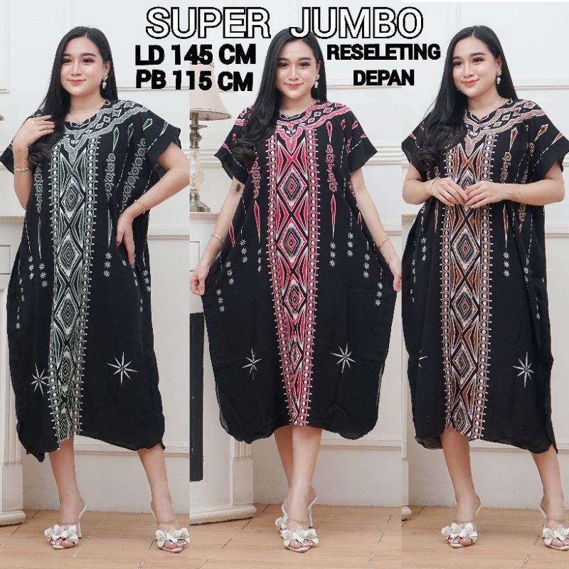 Jual Daster Lowo Jumbo Busui Zipper Depan LD 140cm Rayon Santung Tebal