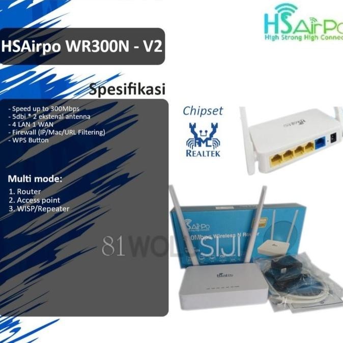 Jual HSAirpo WR300N 300Mbps Wireless N Router V2 Realtek Chipset