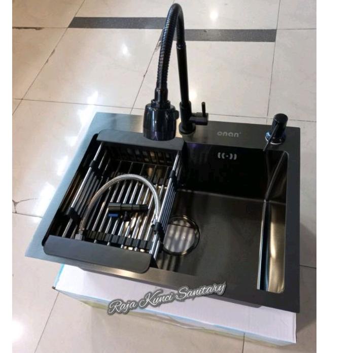 Jual TER UPDATE KITCHEN SINK 5040 BLACK ONAN GOLDEN HAND PAKET LENGKAP