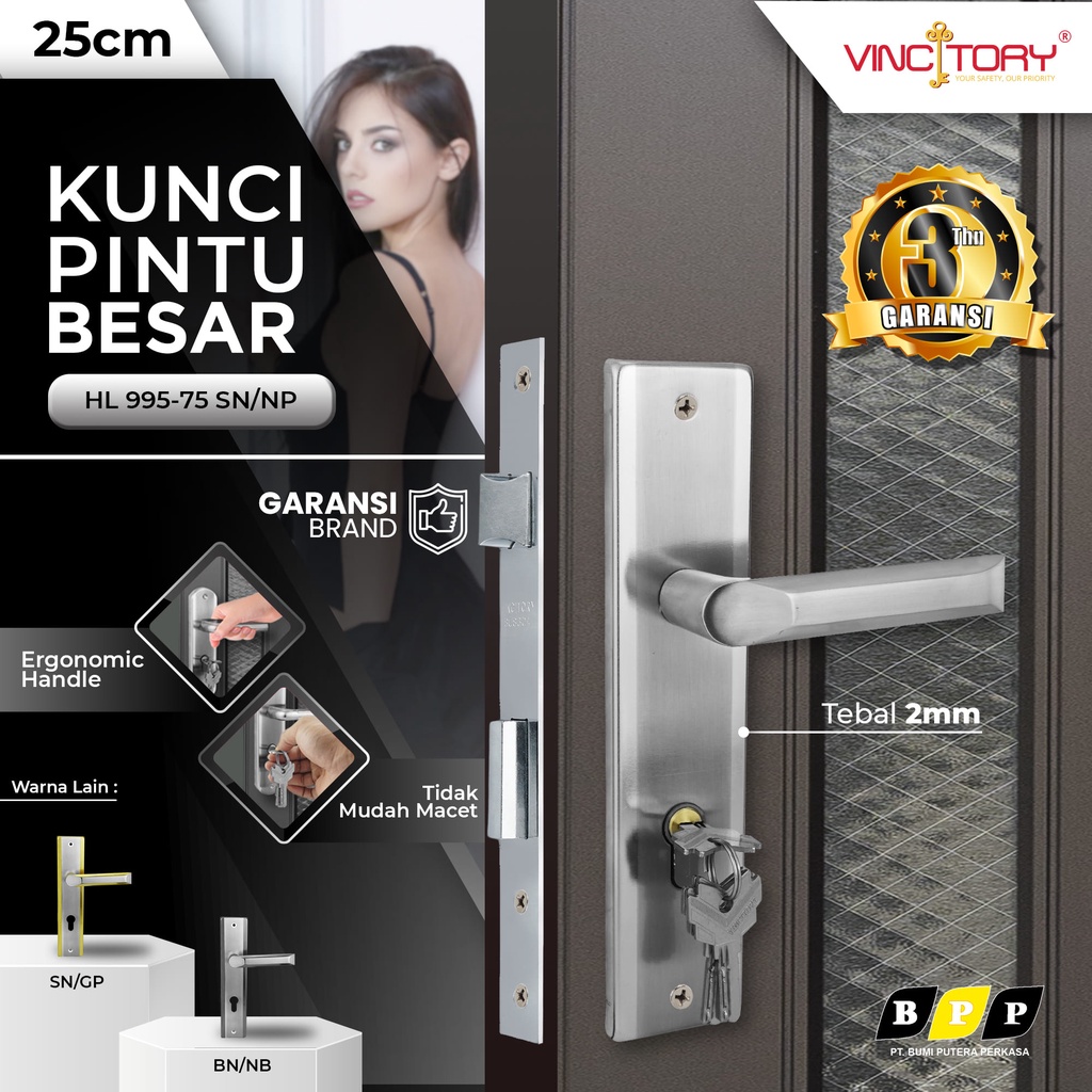 Jual Kunci Pintu Rumah Ukuran Besar VINCITORY Gagang Pintu Set Komplit