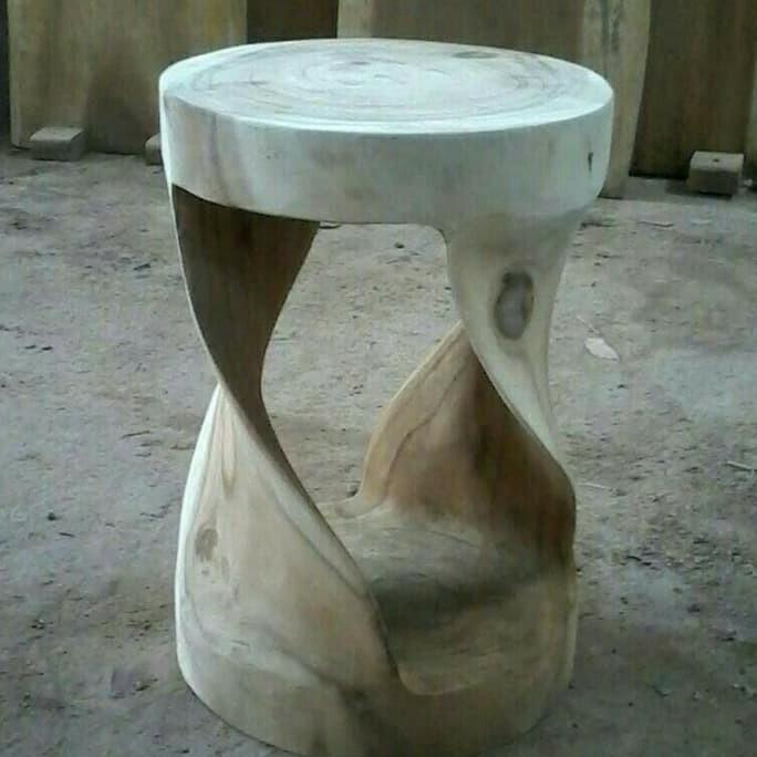 Jual Bangku Kursi Dingklik Stool Cafe MENTAH Kayu Utuh Meh Trembesi