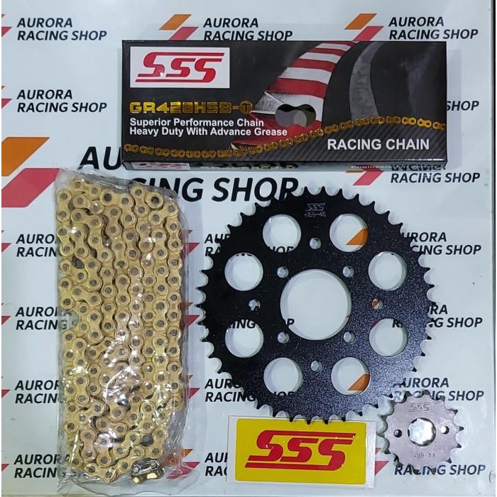 Jual GEAR SET SSS BLACK SATRIA FU 150 SERIES RANTAI SSS 428 HSBT GOLD