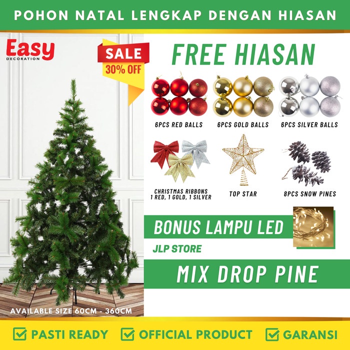 Jual Pohon Natal Lengkap Dengan Hiasan Tinggi 1 Meter 4 Ft 120 Cm Murah