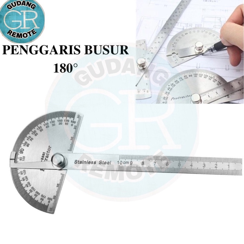 Jual Penggaris Busur 180 Derajat Bahan Stainless Steel Goniometer Alat