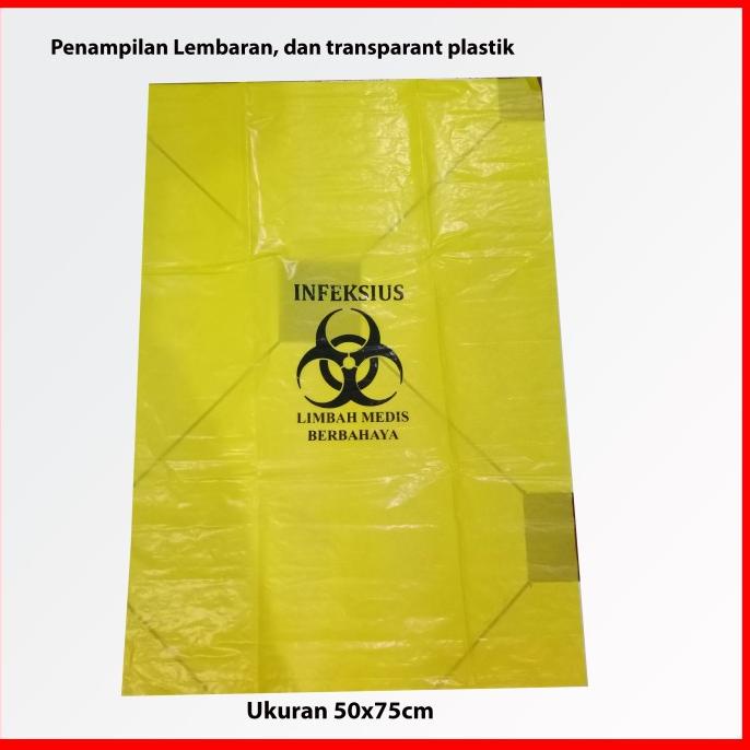 Jual Grosir Plastik Sampah Infeksius Logo Limbah Medis Berbahaya 50 X